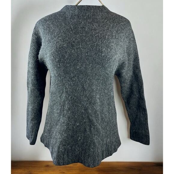 Jenni Kayne Alpaca Cocoon Crewneck Sweater Fluffy Charcoal Women's Size Medium - Picture 14 of 15